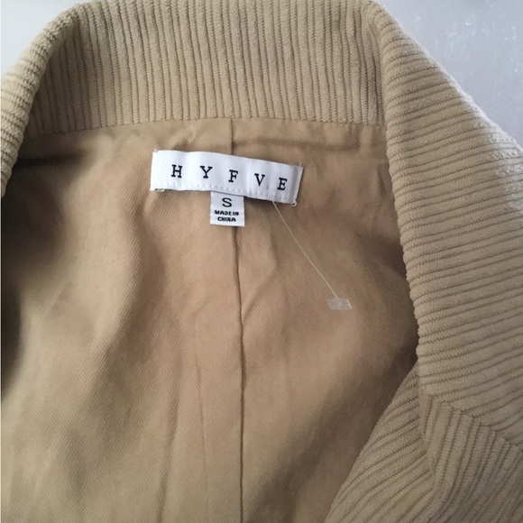 HYFVE TAN CORDUROY BLAZER/SIZE S/SMALL PADDED SHOULDER INSIDE LINING/ NWOT - Picture 5 of 6